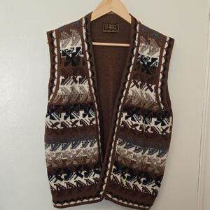 Aztec Patterned Brown and Cream Vest